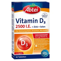 Abtei Vitamin D (Colecalciferol)-Vitamin D3 2500 I.E. Tabletten Titandioxidfr, 42 St