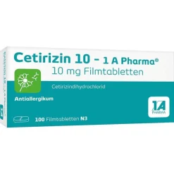1A Pharma Cetirizin|Allergie Medikamente-Cetirizin 10 – 1 A Pharma® Filmtabletten, 100 St