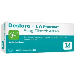 1A Pharma Desloratadin|Allergie Tabletten-Deslora – 1 A Pharma® 5 mg Filmtabletten, 20 St