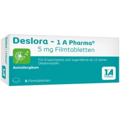 1A Pharma Desloratadin|Allergie Tabletten-Deslora – 1 A Pharma® 5 mg Filmtabletten, 6 St