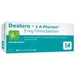 1A Pharma Desloratadin|Allergie Tabletten-Deslora – 1 A Pharma® 5 mg Filmtabletten, 50 St