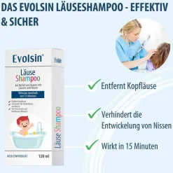 Clearance Evolsin Läuseshampoo mit Läusekamm, 120 ml