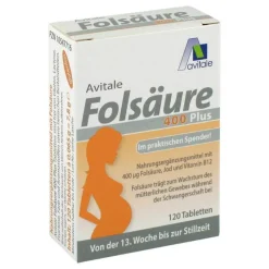 Kinder Avitale Vitamin B9 (Folsäure)|Multivitamine-Folsäure 400 Plus B12 + Jod Tabletten, 120 St