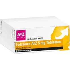AbZ Vitamin B9 (Folsäure)|Nahrungsergänzung-Folsäure 5 mg Tabletten, 100 St