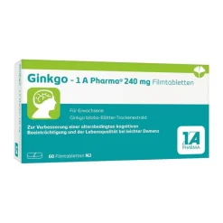 1A Pharma Ginkgo|Durchblutungs Tabletten-Ginkgo – 1 A Pharma® 240 mg Filmtabletten, 60 St