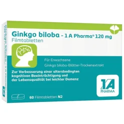 1A Pharma Ginkgo|Durchblutungs Tabletten-Ginkgo biloba - 1 A Pharma® 120 mg Filmtabletten, 60 St