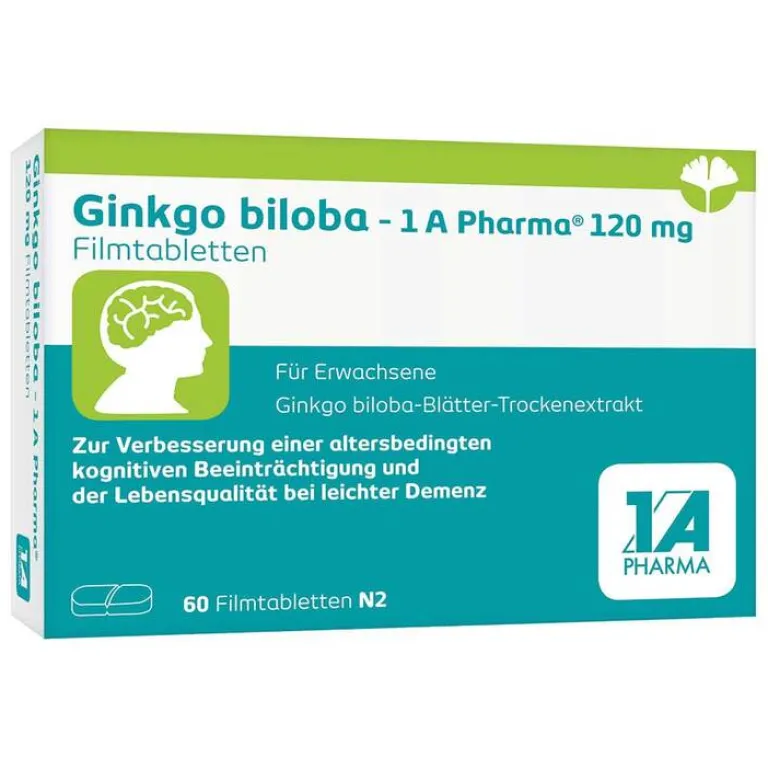 1A Pharma Ginkgo|Durchblutungs Tabletten-Ginkgo biloba - 1 A Pharma® 120 mg Filmtabletten, 60 St