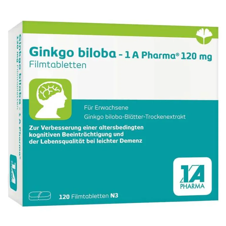 1A Pharma Ginkgo|Durchblutungs Tabletten-Ginkgo biloba - 1 A Pharma® 120 mg Filmtabletten, 120 St