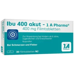 1A Pharma Zahnschmerztabletten|Regelschmerzen Tabletten-Ibu 400 akut – 1 A Pharma® Filmtabletten, 30 St