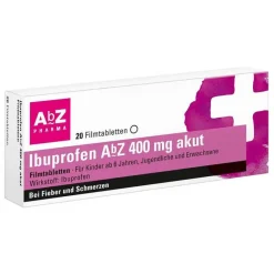 AbZ Zahnschmerztabletten|Regelschmerzen Tabletten-Ibuprofen 400 mg akut Filmtabletten, 20 St