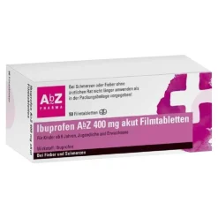 AbZ Zahnschmerztabletten|Regelschmerzen Tabletten-Ibuprofen 400 mg akut Filmtabletten, 50 St