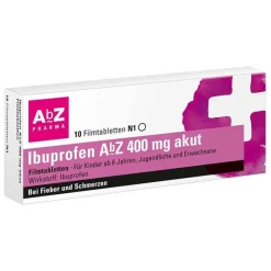 AbZ Zahnschmerztabletten|Regelschmerzen Tabletten-Ibuprofen 400 mg akut Filmtabletten, 10 St