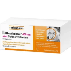 Ratiopharm Zahnschmerztabletten|Regelschmerzen Tabletten-IBU-® 400 mg akut Schmerztabletten, 50 St