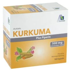 Avitale Kurkuma 500 mg + Piperin Kapseln, 180 St