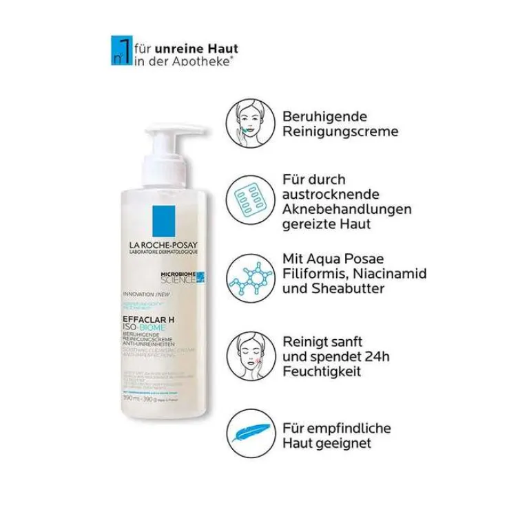Best La Roche Posay Effaclar H Iso-Biome Reinigungscreme, 390 ml