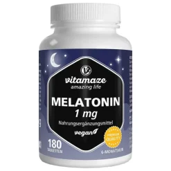 Vitamaze Melatonin Tabletten-Melatonin 1 mg hochdosiert vegan Tabletten, 180 St