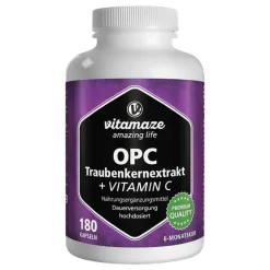 Best Vitamaze OPC Traubenkernextrakt hochdosiert + Vitamin C Kapseln, 180 St