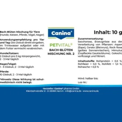 Canina Beruhigungsmittel Katze|Beruhigungsmittel Hund-Petvital Bachblüten Nr.2 Globuli vet. (für Tiere), 10 g