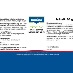 Canina Bachblüten Für Tiere-Petvital Bachblüten Nr.3 Globuli vet. (für Tiere), 10 g